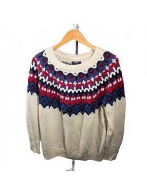 Chaps XL Cream Fair Isle Pattern Crewneck Sweater